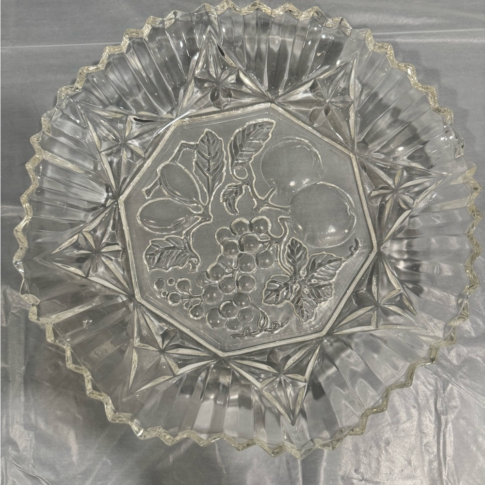 Vintage Federal Glass Pioneer Clear Pressed Glass Fruit Bowl Platter